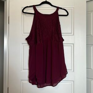 Like New High Neck Dark Magenta Work Blouse